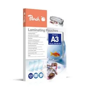 Peach  Laminierfolie A3 | 100 mic | 100 St. | glänzend | Premiumqualität für beste Laminierergebnisse | geeignet für alle Laminiergeräte | PP500-01 