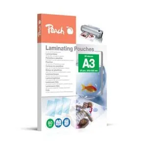 Peach  Laminierfolie A3 | 80 mic | 25 St. | glänzend | Premiumqualität für beste Laminierergebnisse | geeignet für alle Laminiergeräte | PPR080-01 
