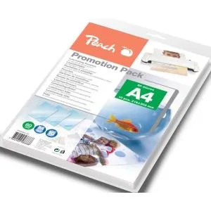 Peach  Laminierfolie A4 Starterpack | 80mic | 10 St. | glänzend geeignet für alle Laminiergeräte | PPR080-20 