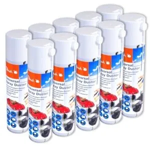 Peach  Universal Druckgas Spray 400 ml, 10 Stück | Präzise, dank Sprühkopfverlängerung | ideal für die Reinigung im Haushalt und Büro | Druckluftreiniger | Fckw-frei | Druckluft Spray | PA100 