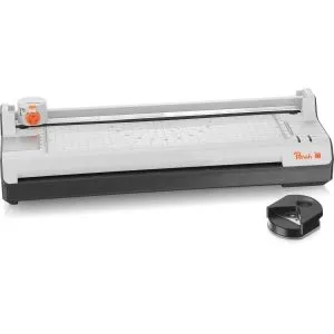 Peach  6 in 1 Laminiergerät A3 inkl. Eckenrunder, Trimmer, Laminierfolien | ABS | geeignet für alle handelsüblichen Folien bis 2x125 mic. | Heiß- & Kaltlaminiergerät | PBP450 